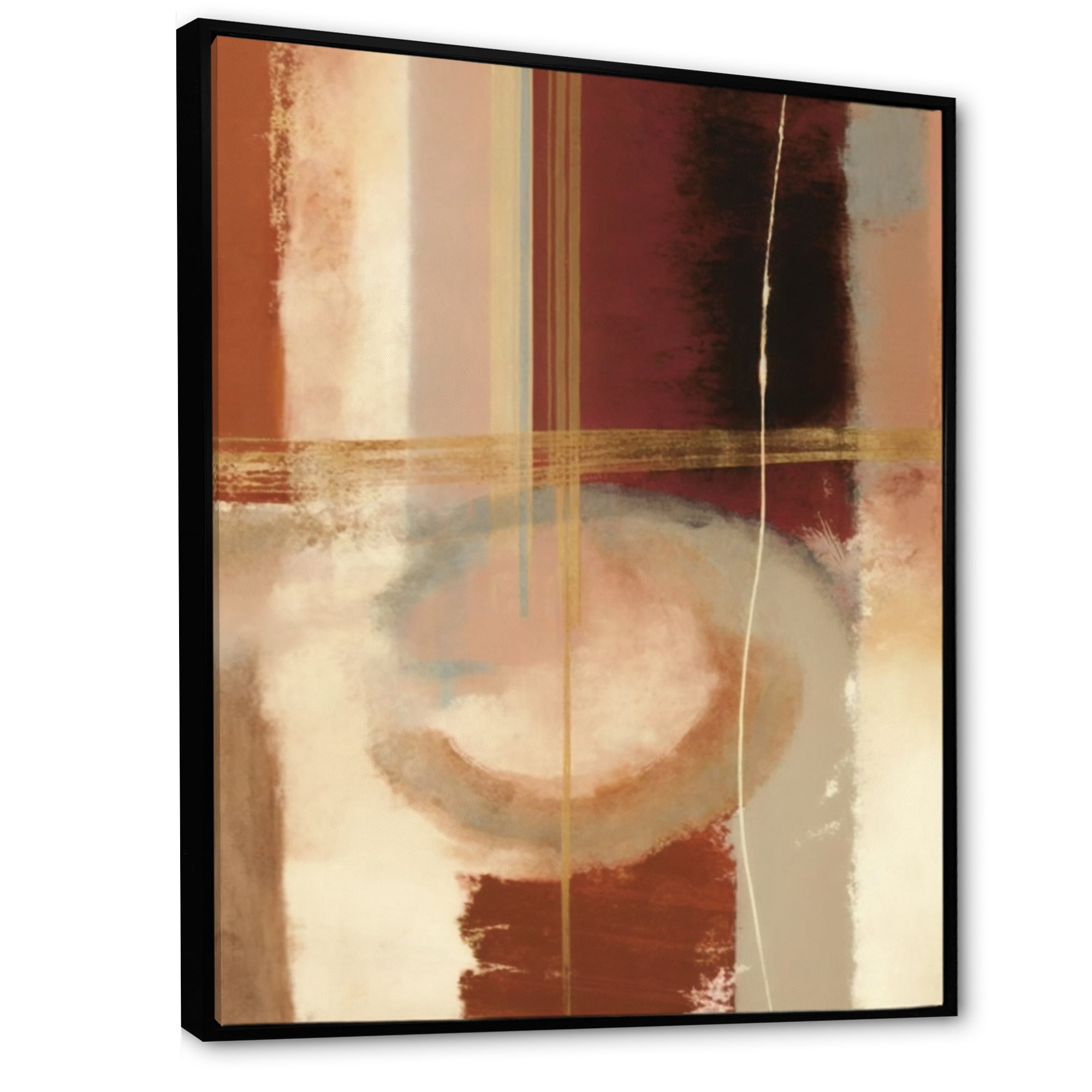 Designart "Chocolate Brown Elementary VI" Abstract Framed Canvas Wall
